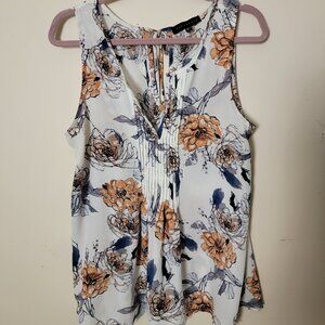 Sanctuary White Floral Sleeveless Blouse Size Large